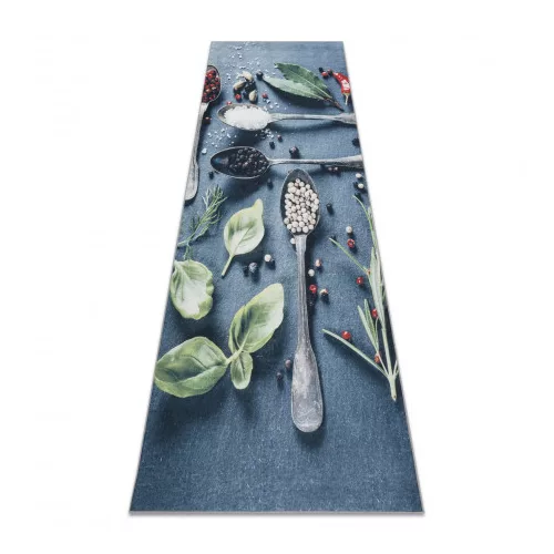 Kab. ANDRE 1151 perivi tepih Spoons, kuhinja protuklizna - plava 80x200 cm