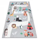 BAMBINO 2160 mosható tepih Indián falu, állatok gyerekeknek csúszásgátló - szürke 80x150 cm