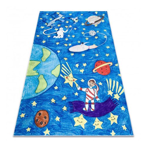 BAMBINO 2265 mosható tepih tér űrrakéta gyerekeknek csúszásgátló - kék 80x150 cm