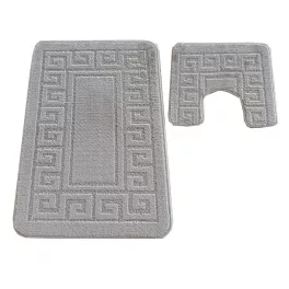    Dvodijelni kupaonski set Montana Ethnic Sand gray (50 cm x 80 cm i 40 cm x 50 cm)