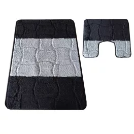    Dvodijelni kupaonski set Montana Sariyer XL crni (60 cm x 100 cm i 50 cm x 60 cm)