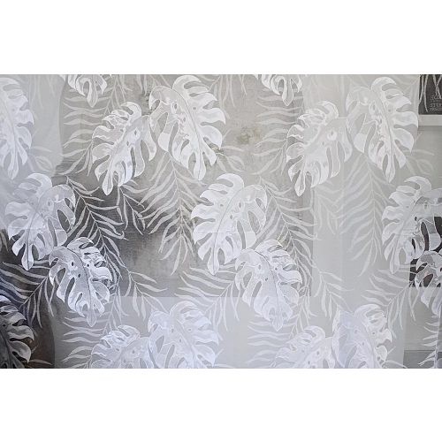  Gotova zavjesa Malaga bijela s uzorkom palme 300x160cm