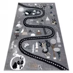 tepih FUN Route gyerekeknek, utca, állatok szürke 180x270 cm