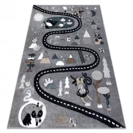   tepih FUN Route gyerekeknek, utca, állatok szürke 180x270 cm