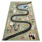 tepih FUN Route gyerekeknek, utca, állatok zöld 180x270 cm