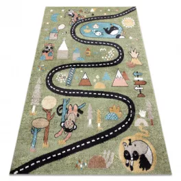 tepih FUN Route gyerekeknek, utca, állatok zöld 140x190 cm