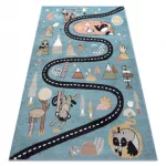 tepih FUN Route gyerekeknek, utca, állatok kék 140x190 cm