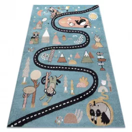 tepih FUN Route gyerekeknek, utca, állatok kék 140x190 cm