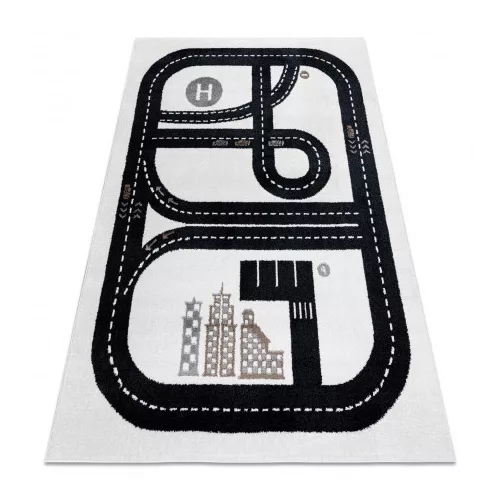 tepih FUN Track gyerekeknek, utca, város krém 140x190 cm
