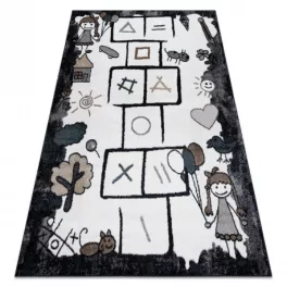   tepih FUN Hop gyerekeknek, ugróiskola, állatok fekete 80x150 cm
