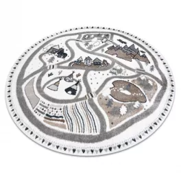    Tepih FUN Land za djecu, selo, ulice, krug - krem krug 160 cm