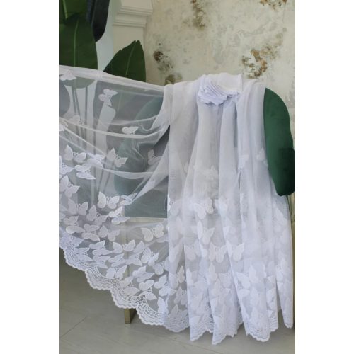  Gotova zavjesa Scarlett bijela s uzorkom leptira 400x180cm