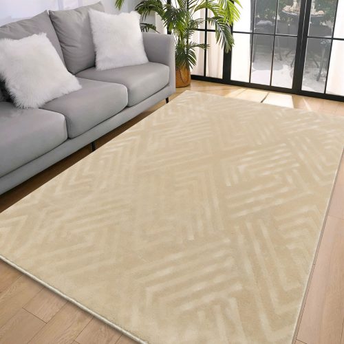  Den. Deluxe romb bež mekani tepih 66x220cm - gumena podloga