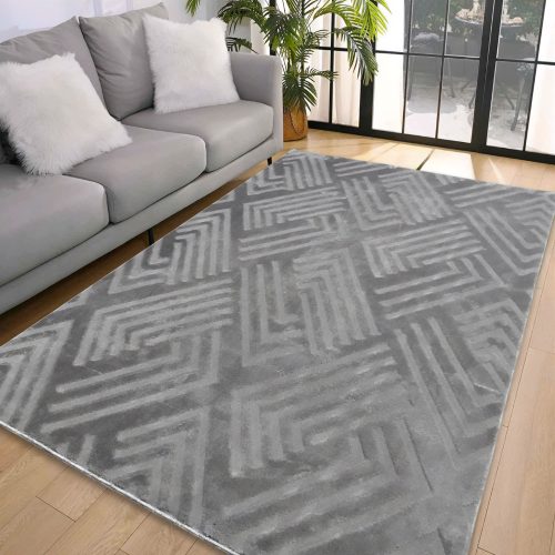 Den. Deluxe romboidni sivi mekani tepih 66x220cm - gumena poleđina
