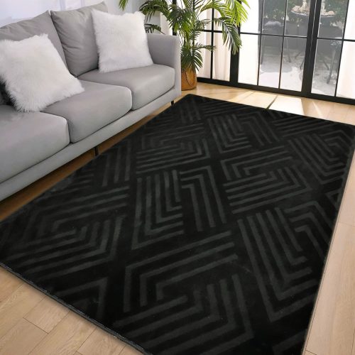  Den. Deluxe romb crni mekani tepih 200x290cm - gumena podloga