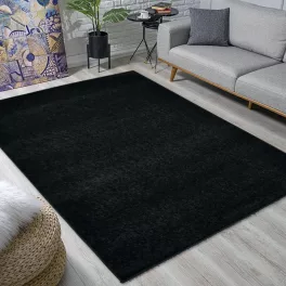    Brlog. Nora jednobojni crni 60 setova = 60x220cm + 2 kom x 60x110cm Moderni tepih